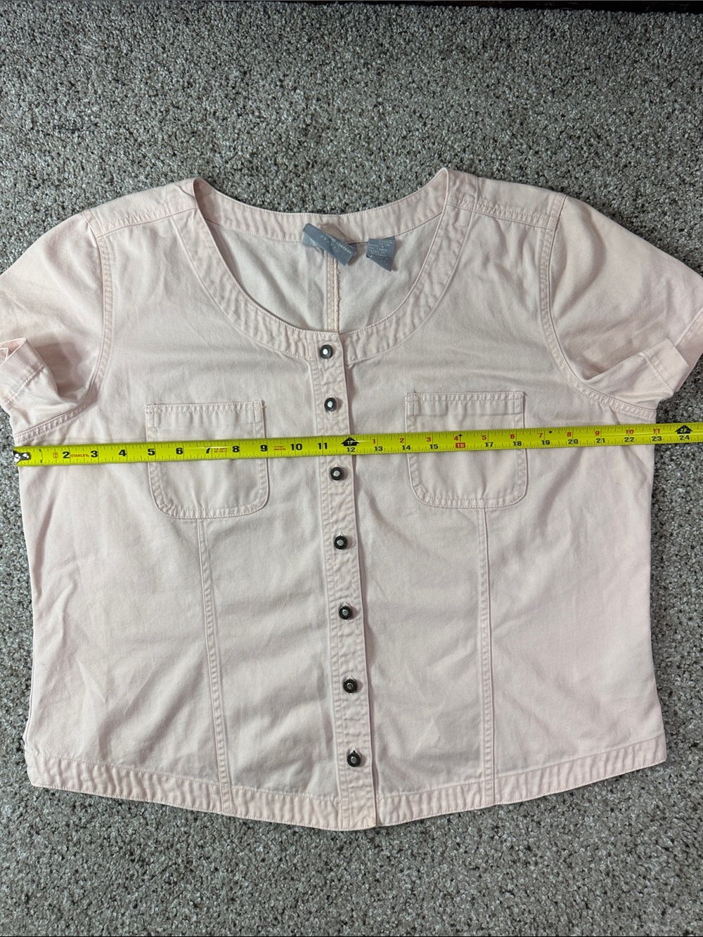 First Issue Light Pink Button-Front Short Sleeve Top - Picture 7 of 13
